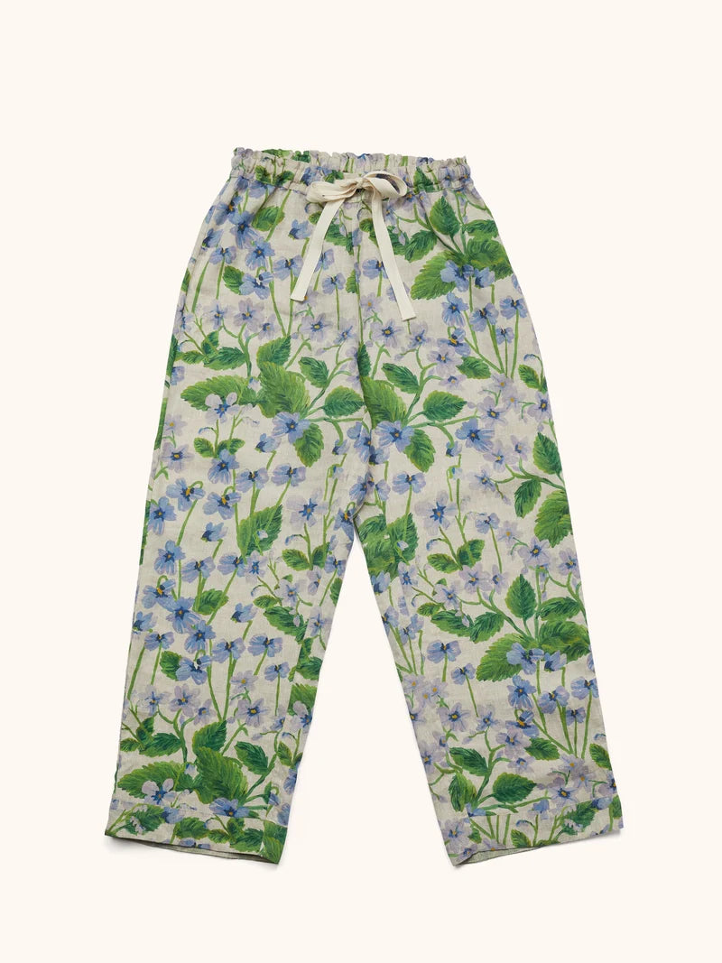 BONNIE & NEIL - FLORAL LINEN PYJAMA SET - LILAS BLUE