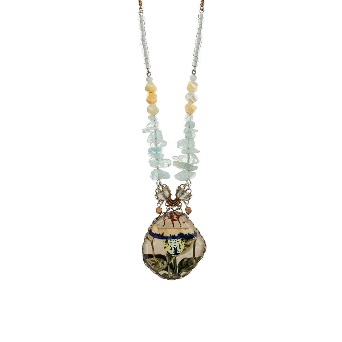 AYALA BAR - NEPTUNE'S GARDEN SET - LONG GLASS NECKLACE - SEA PLANT