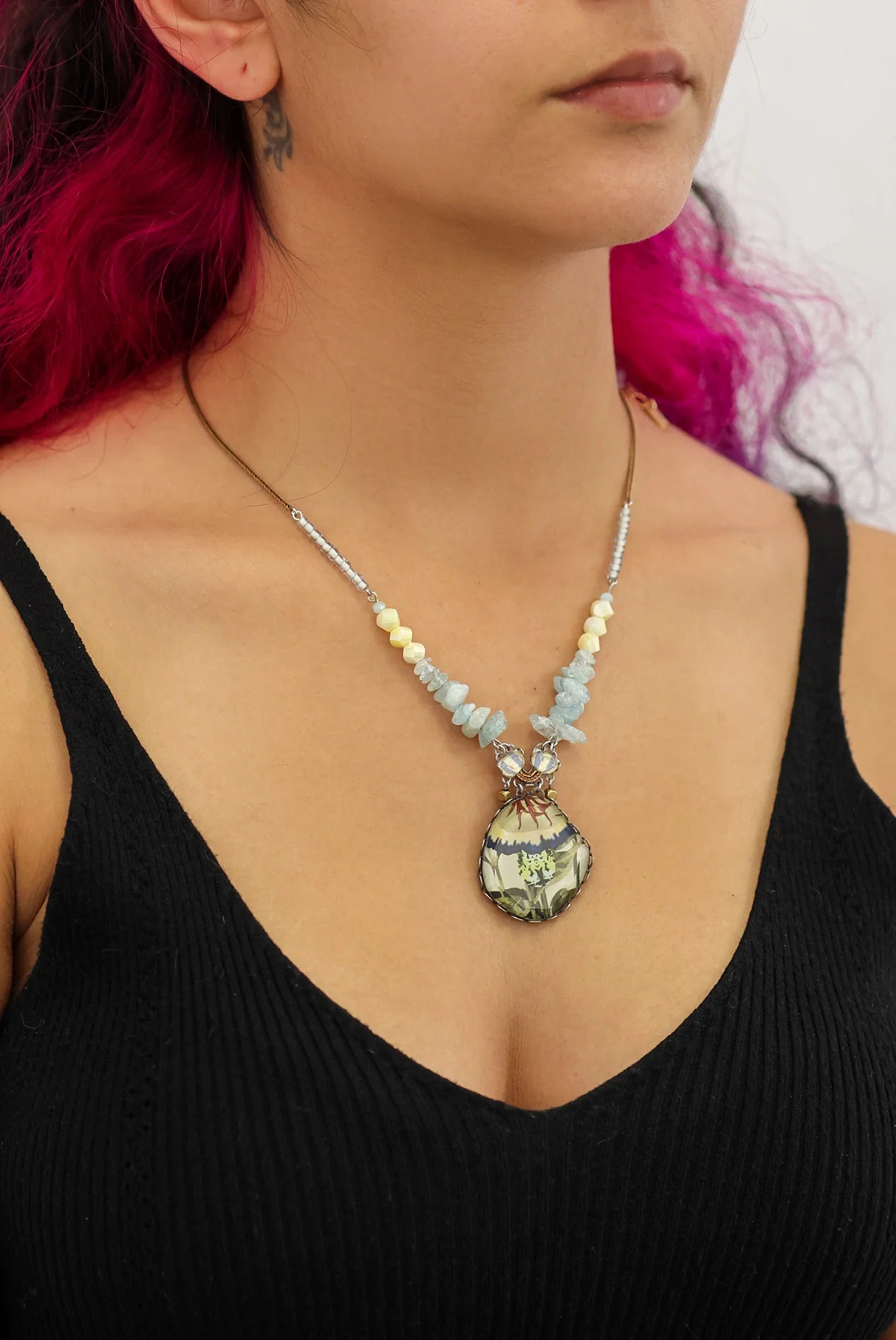 AYALA BAR - NEPTUNE'S GARDEN SET - LONG GLASS NECKLACE - SEA PLANT