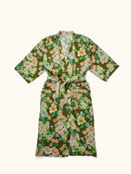 BONNIE & NEIL - FLORAL LINEN ROBE - OLIVE GREEN