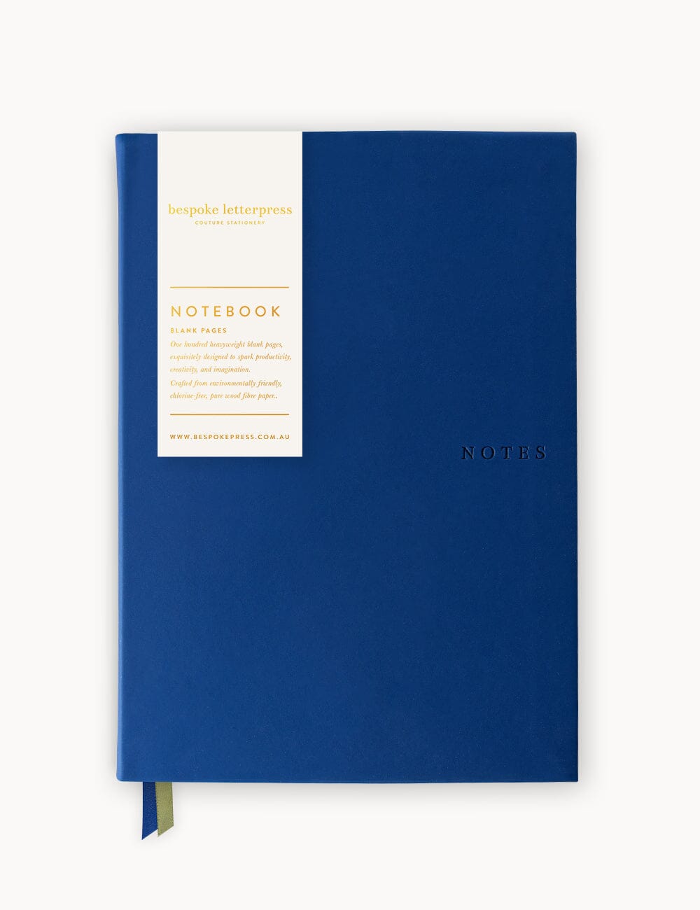 BESPOKE LETTERPRESS - SOFT COVER LEATHER NOTEBOOK (BLANK) - ROYAL BLUE