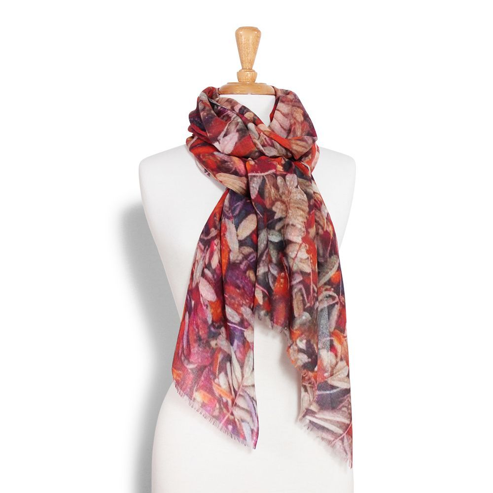 D)LUX - CARMELA LEAF WOOL/MODAL SCARF - SPICE