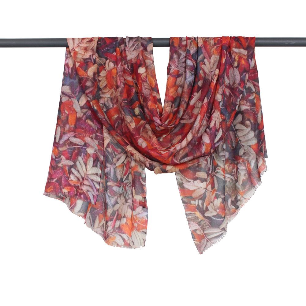 D)LUX - CARMELA LEAF WOOL/MODAL SCARF - SPICE