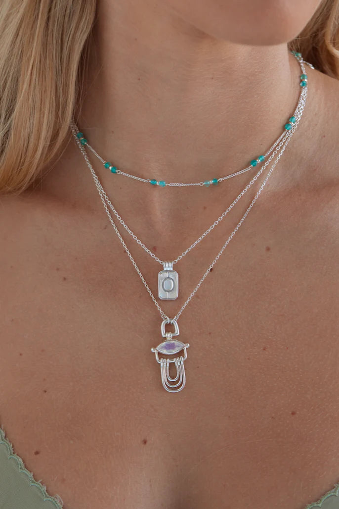TONIMAY - NECKLACE - BEADED APATITE SILVER