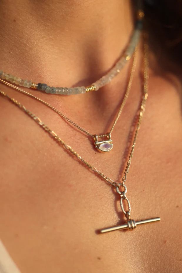 TONIMAY - NECKLACE - AQUAMARINE BEADED GOLD