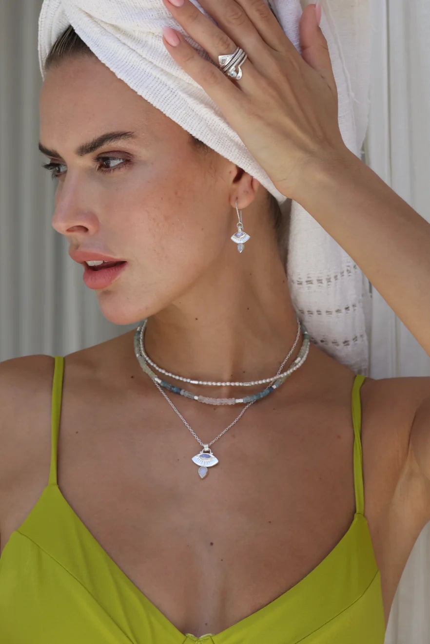 TONIMAY - NECKLACE - AQUAMARINE BEADED SILVER
