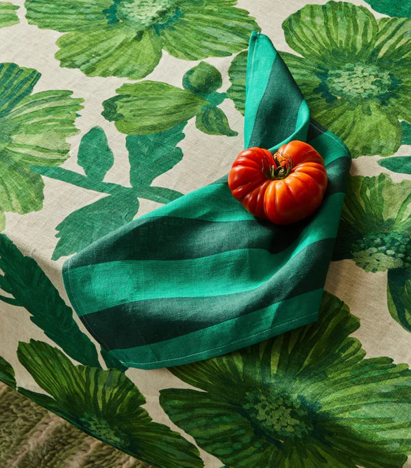 BONNIE & NEIL - STRIPE EMERALD NAPKINS - SET OF FOUR