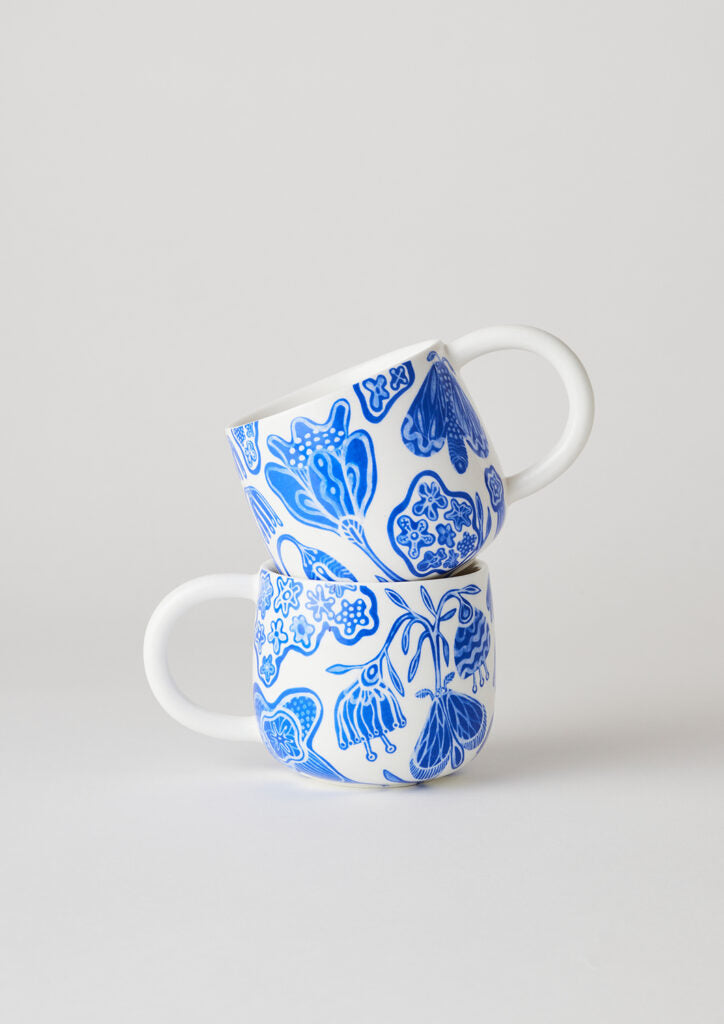 ANGUS & CELESTE - SUNNY DAY MUGS TWO SET - COBALT GARDEN