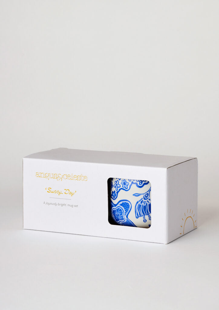 ANGUS & CELESTE - SUNNY DAY MUGS TWO SET - COBALT GARDEN
