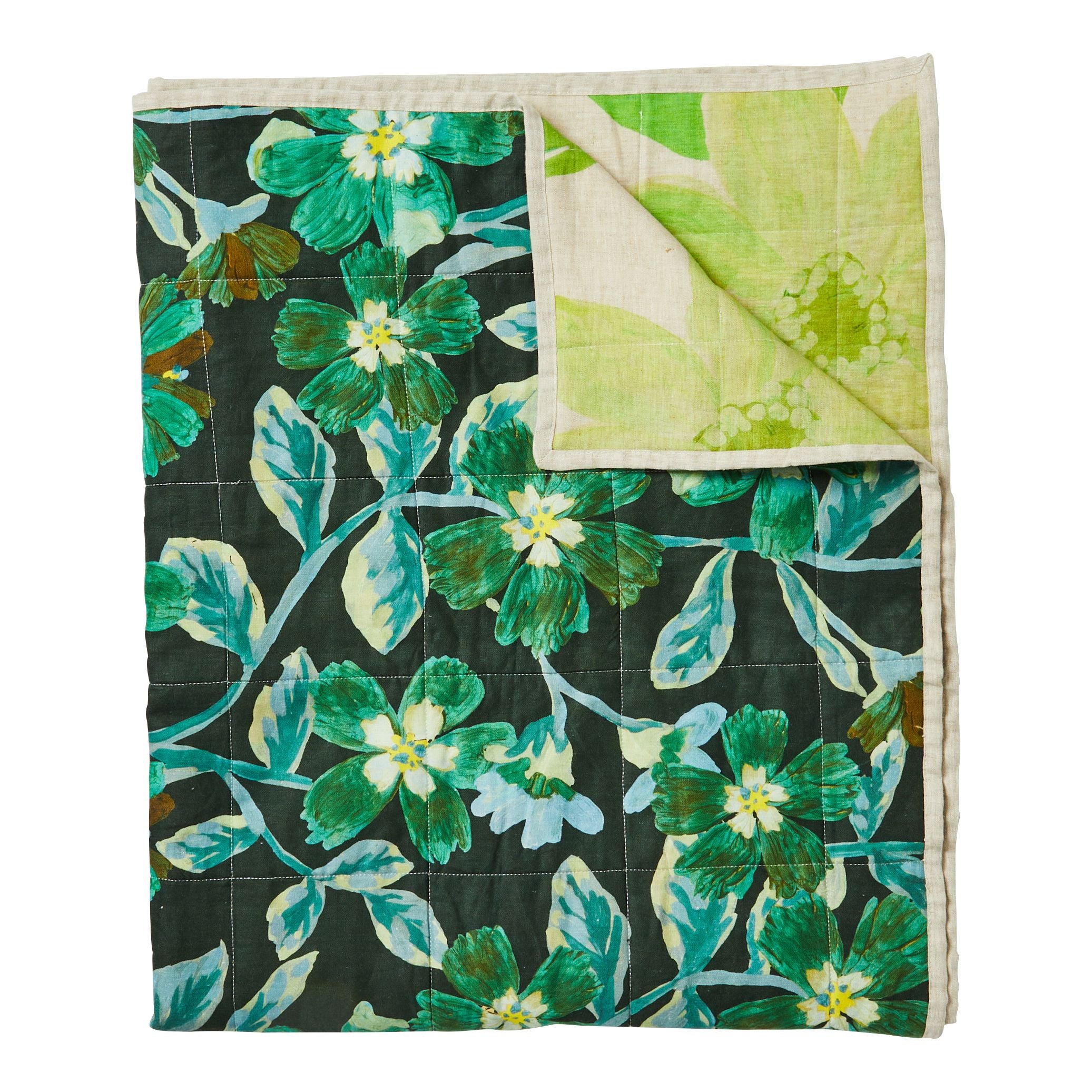BONNIE & NEIL - COSMOS GREEN / CORNFLOWER GREEN QUILTED THROW