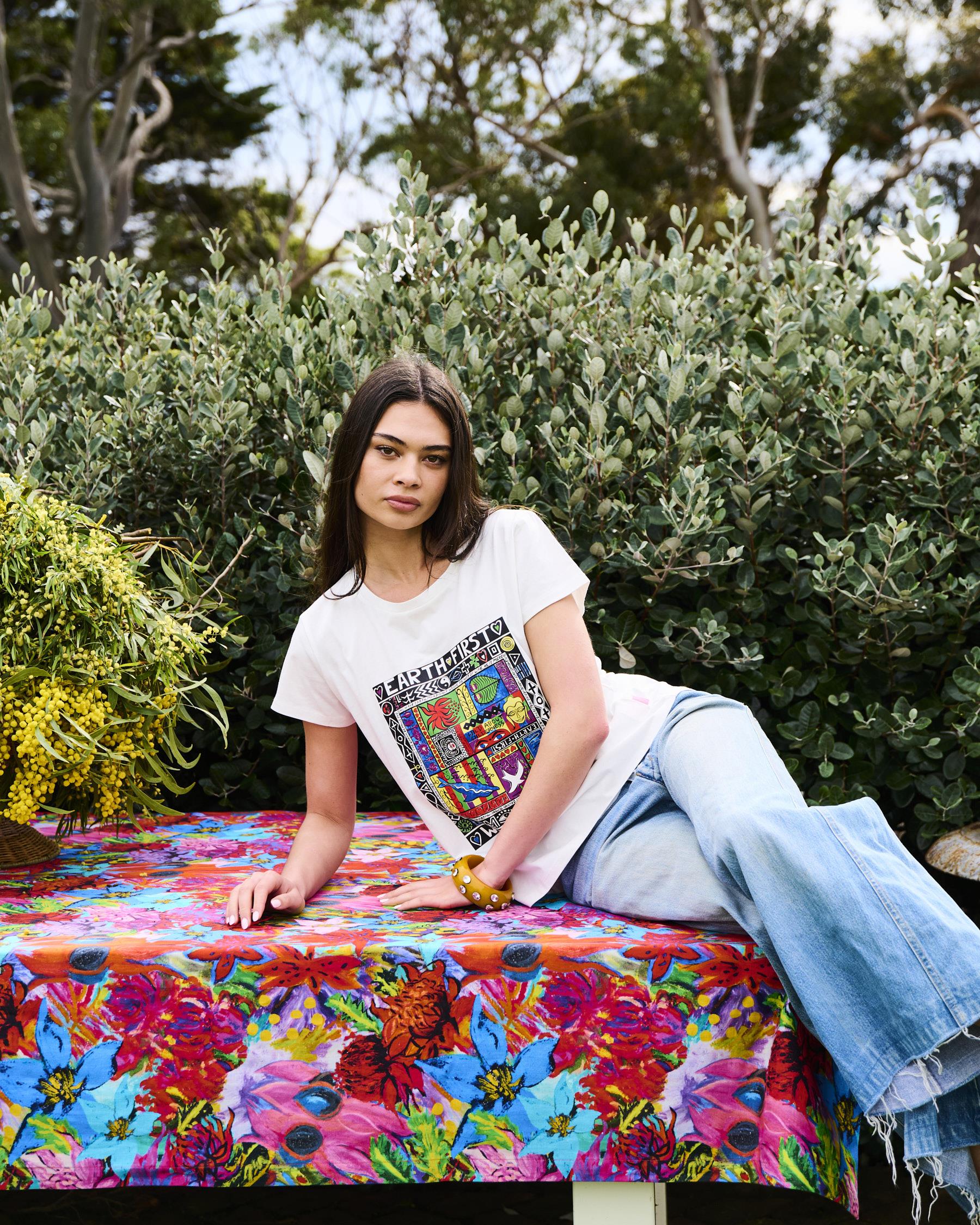 KIP & CO X JENNY KEE - LINEN STANDARD RECTANGULAR TABLECLOTH - GROWING THE PEACE