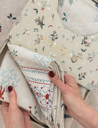 BESPOKE LETTERPRESS - 100% LINEN TABLECLOTH - HEIRLOOM CHRISTMAS HOLLY