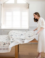 BESPOKE LETTERPRESS - 100% LINEN TABLECLOTH - HEIRLOOM CHRISTMAS HOLLY