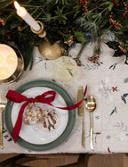 BESPOKE LETTERPRESS - 100% LINEN TABLECLOTH - HEIRLOOM CHRISTMAS HOLLY