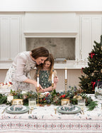 BESPOKE LETTERPRESS - 100% LINEN TABLECLOTH - HEIRLOOM CHRISTMAS HOLLY