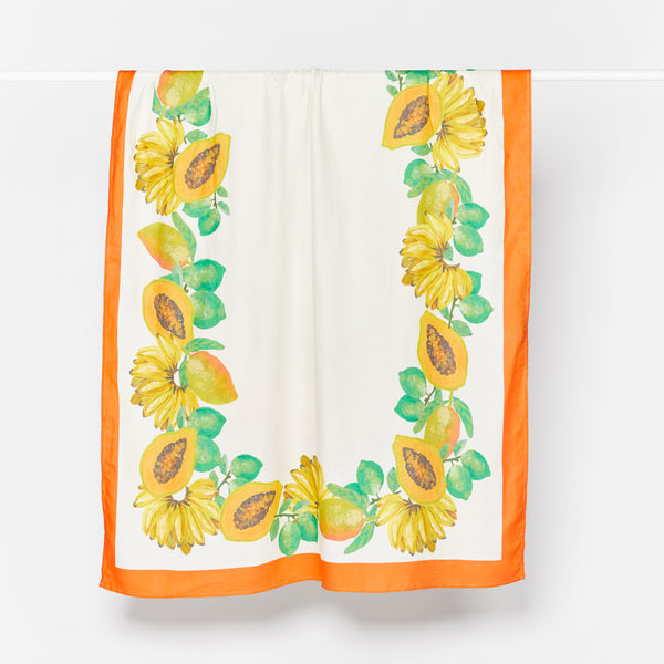 BONNIE & NEIL - LARGE TABLECLOTH - PAPAYA BORDER MULTI