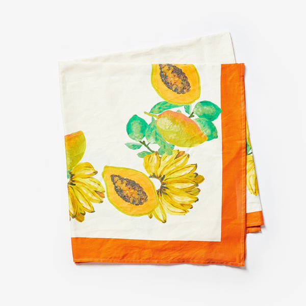 BONNIE & NEIL - LARGE TABLECLOTH - PAPAYA BORDER MULTI