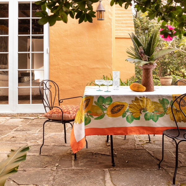 BONNIE & NEIL - LARGE TABLECLOTH - PAPAYA BORDER MULTI