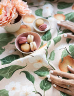 BESPOKE LETTERPRESS - PEACHES 100% LINEN TEA TOWEL
