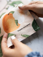 BESPOKE LETTERPRESS - PEACHES 100% LINEN TEA TOWEL