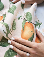 BESPOKE LETTERPRESS - PEACHES 100% LINEN TEA TOWEL