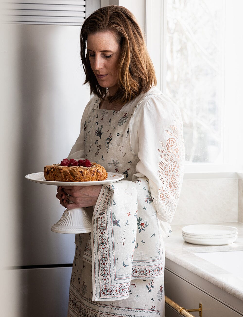 BESPOKE LETTERPRESS - 100% LINEN TEA TOWEL - HEIRLOOM CHRISTMAS HOLLY