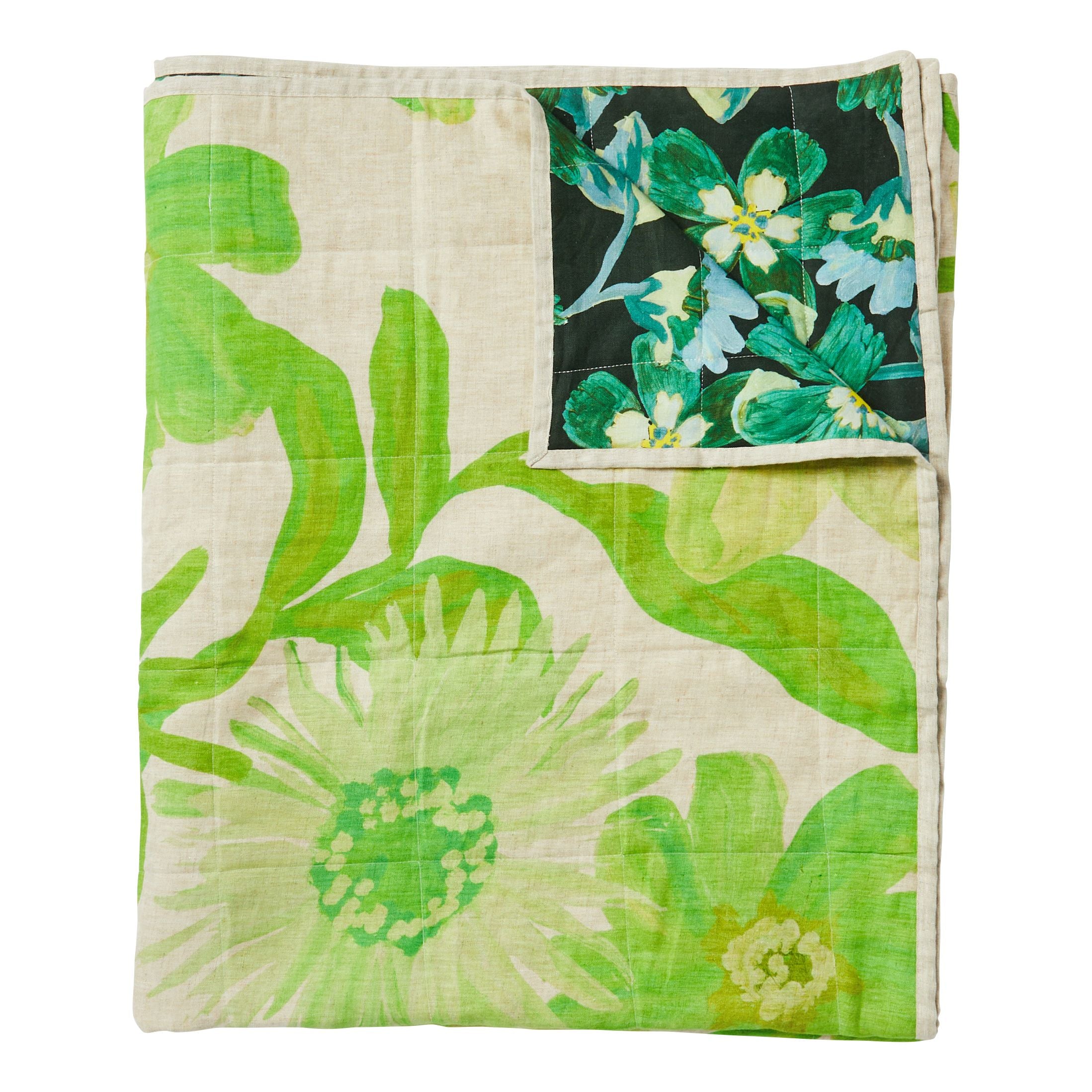 BONNIE & NEIL - COSMOS GREEN / CORNFLOWER GREEN QUILTED THROW