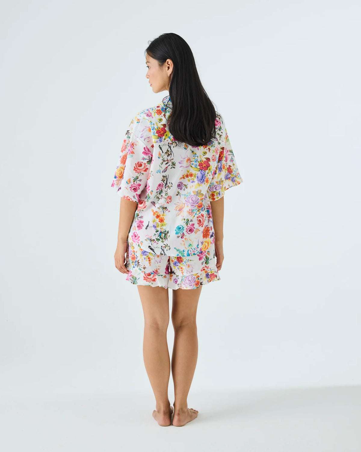 KIP & CO X ROMANCE WAS BORN - ADULT ORGANIC COTTON SHORT SLEEVE SHIRT & SHORT PYJAMA SET - DREAM BLOOM