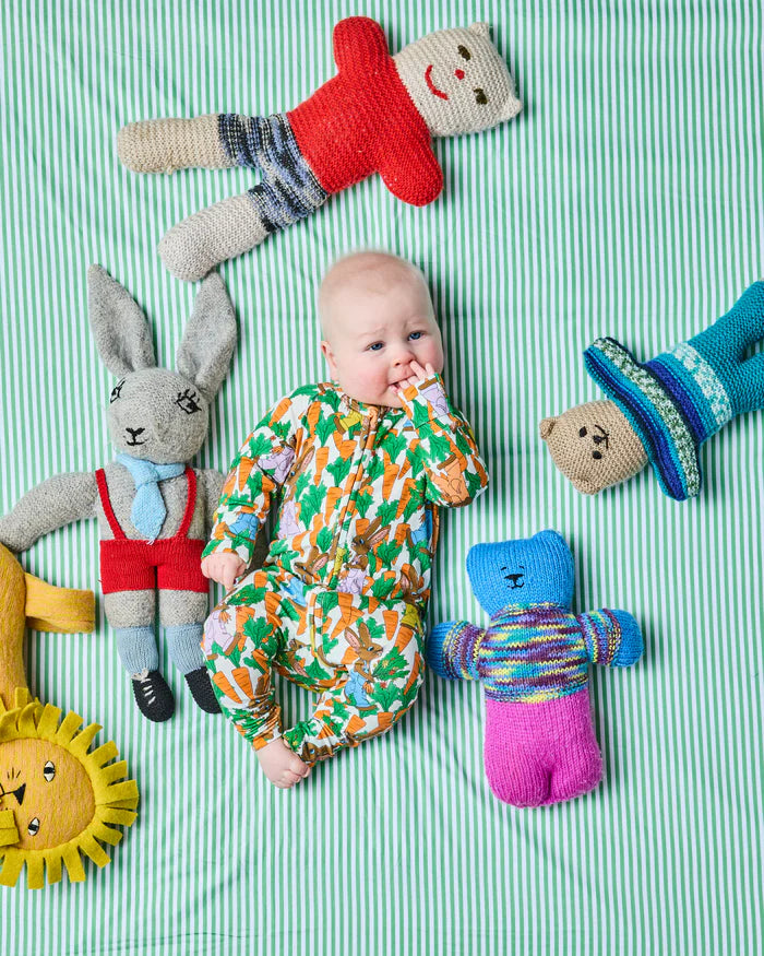 KIP & CO - ORGANIC COTTON LONG SLEEVE ZIP ROMPER - CARROT JOY