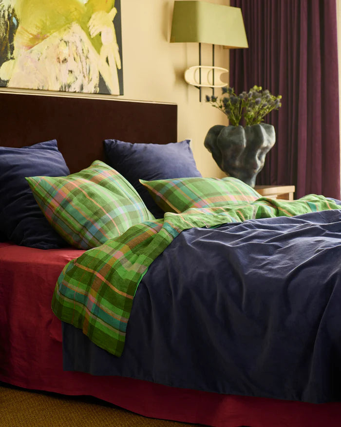 KIP & CO - BAROQUE ROSE LINEN QUEEN FLAT SHEET