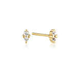LINDA TAHIJA - GOLD BIRTHSTONE STUD EARRINGS - WHITE TOPAZ