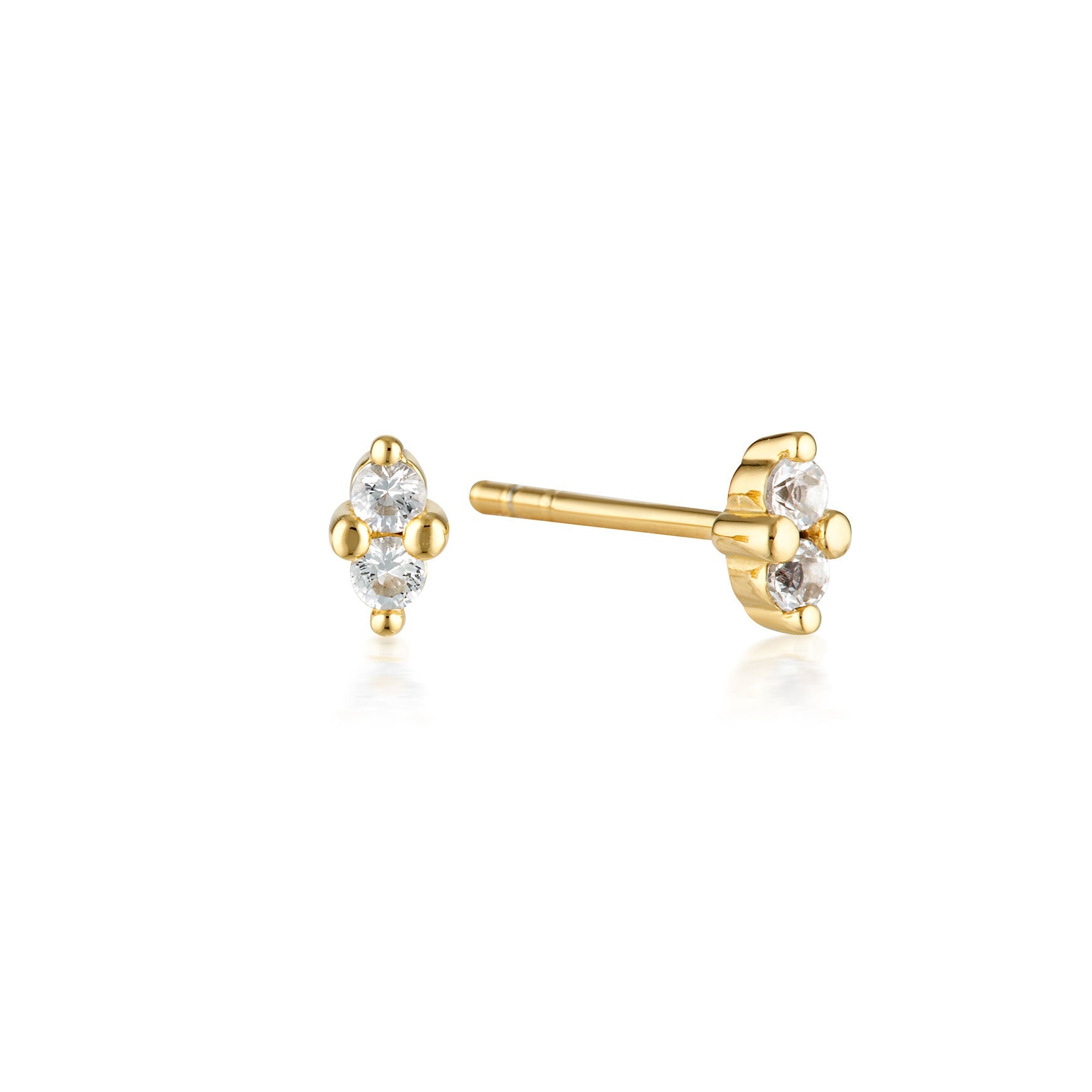 LINDA TAHIJA - GOLD BIRTHSTONE STUD EARRINGS - WHITE TOPAZ
