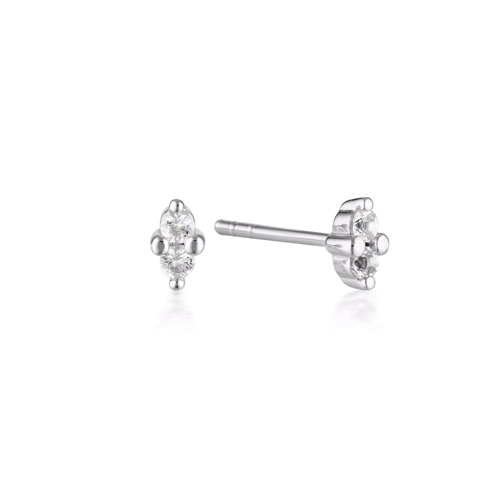 LINDA TAHIJA - SILVER BIRTHSTONE STUD EARRINGS - WHITE TOPAZ