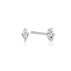 LINDA TAHIJA - SILVER BIRTHSTONE STUD EARRINGS - WHITE TOPAZ