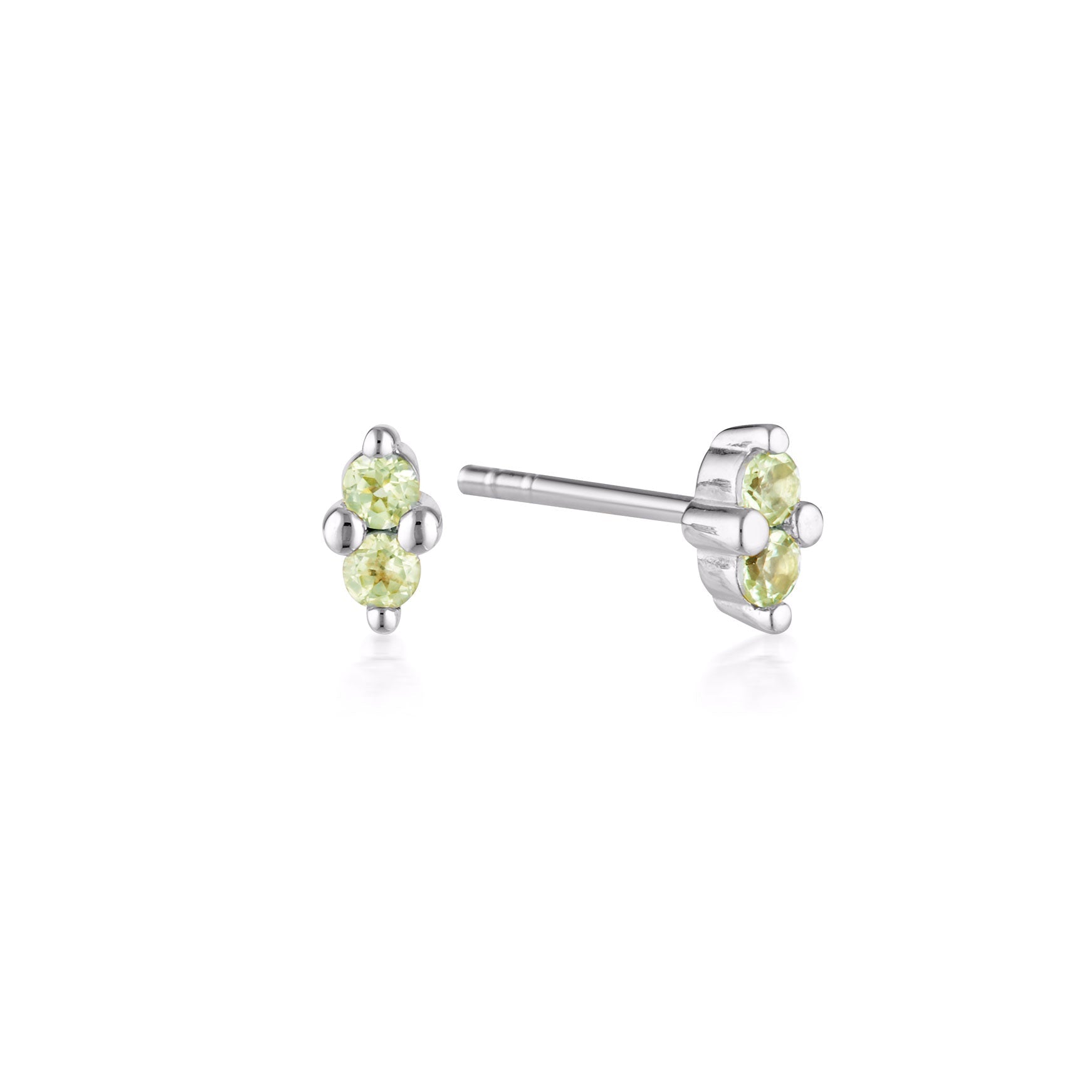 LINDA TAHIJA - SILVER BIRTHSTONE STUD EARRINGS - PERIDOT