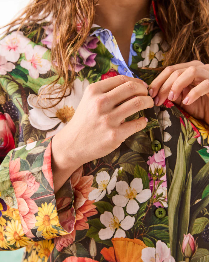 KIP & CO - COTTAGE GARDEN EDEN ADULT ORGANIC COTTON LONG SLEEVE SHIRT & PANT PYJAMA SET