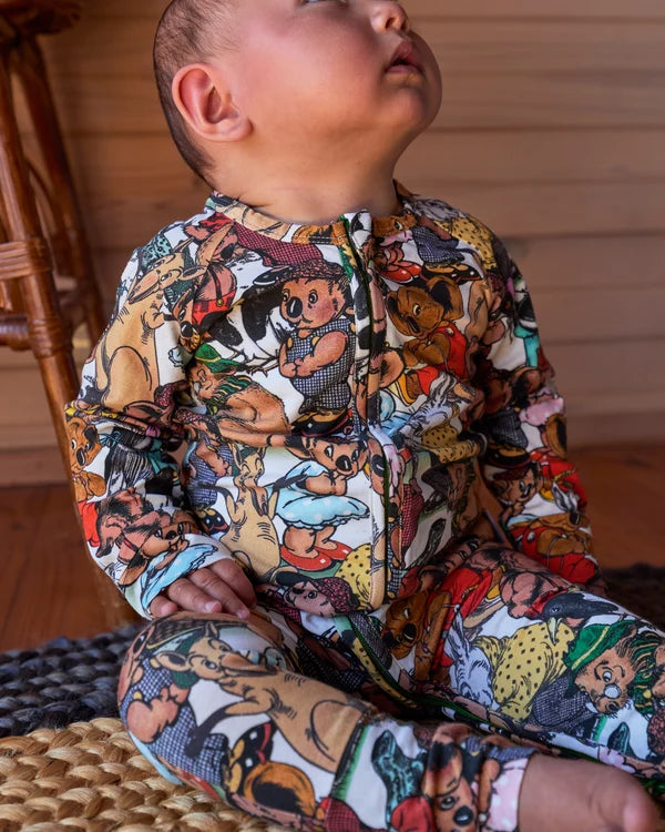 KIP & CO X BLINKY BILL - ORGANIC LONG SLEEVE ZIP ROMPER - BLINKY BILL AND FRIENDS