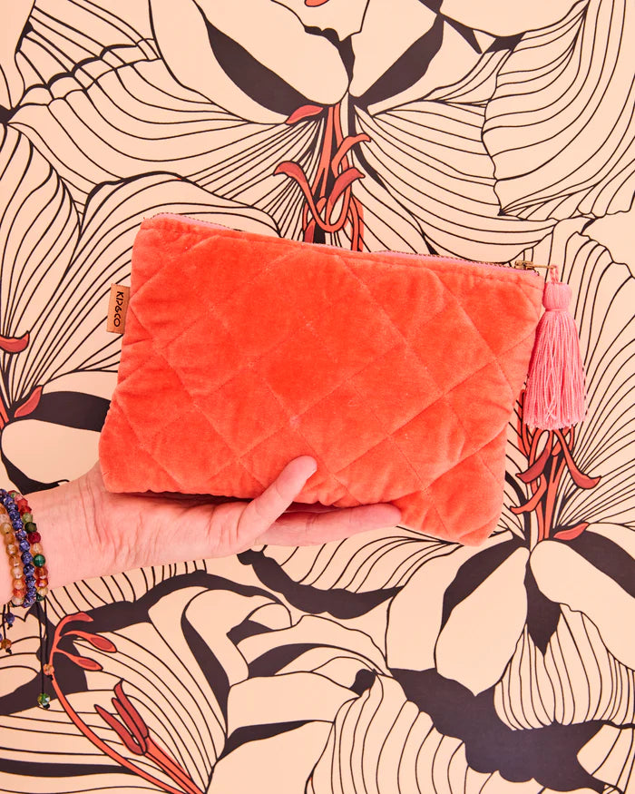 KIP & CO - VELVET COSMETIC PURSE - POPPY QUEEN
