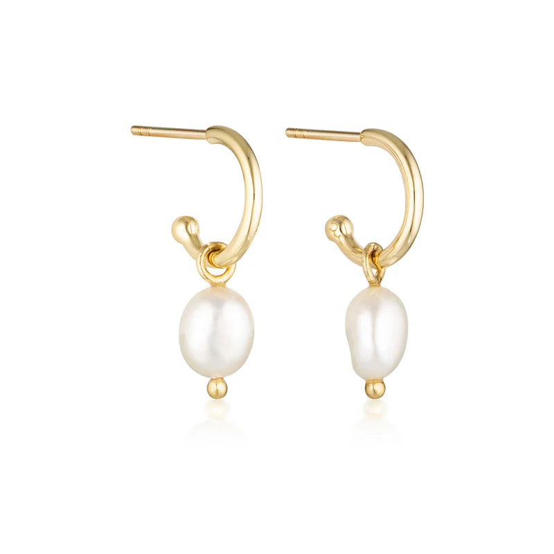 LINDA TAHIJA - BAROQUE PEARL CORE HOOP EARRINGS - 18K GOLD VERMEIL