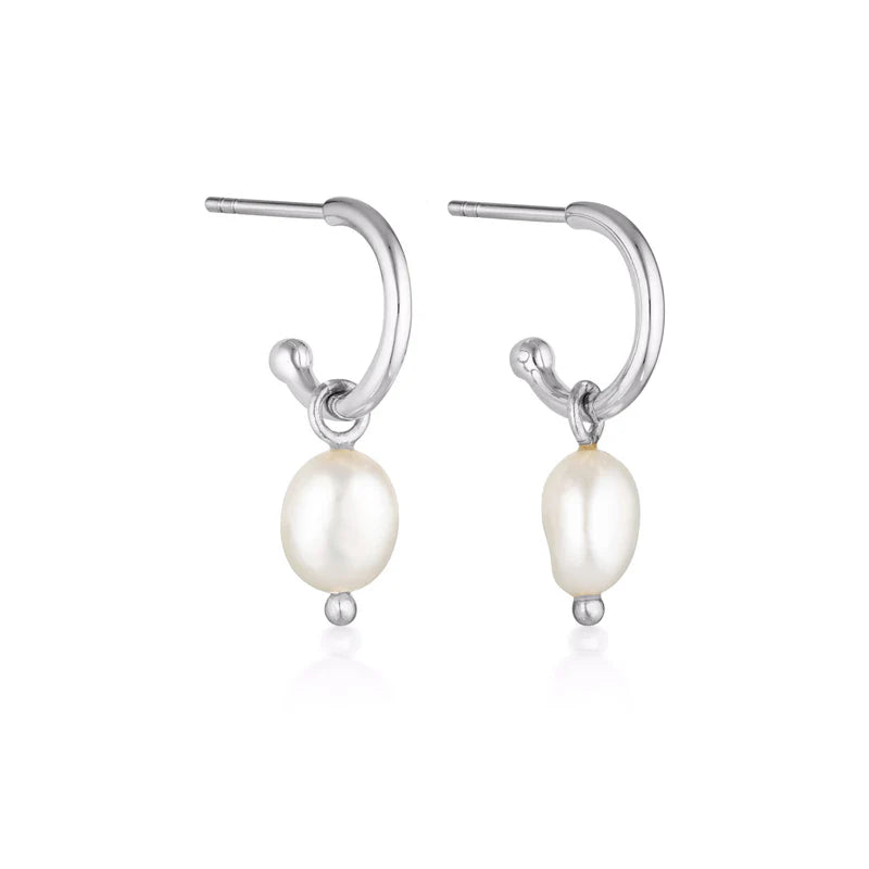 LINDA TAHIJA - BAROQUE PEARL CORE HOOP EARRINGS - STERLING SILVER