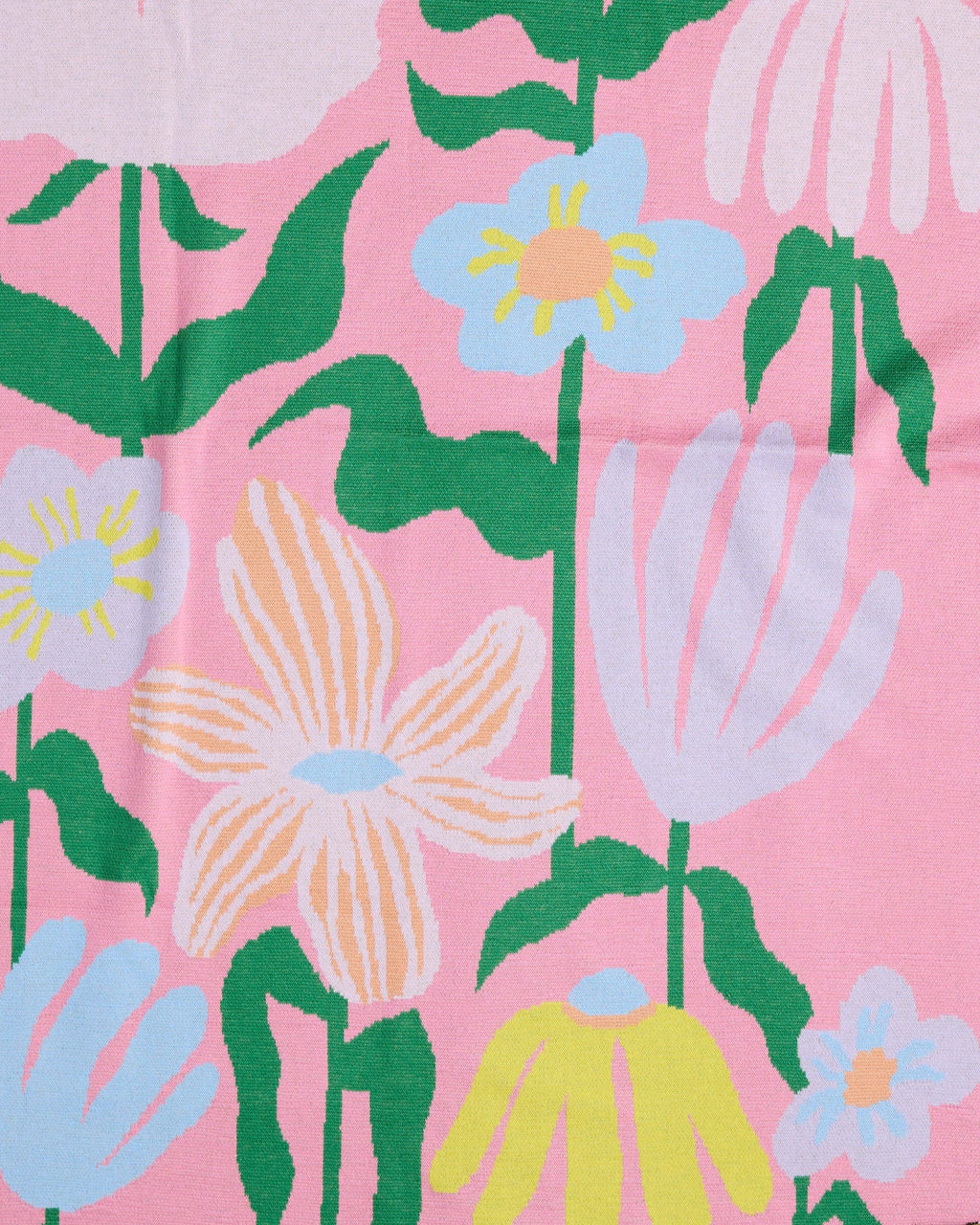 KIP & CO - COTTON KNITTED BLANKET - POPPING FLOWERS GREEN