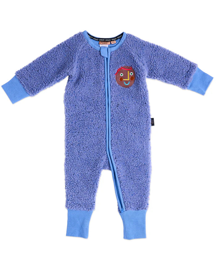 KIP & CO - SHERPA LONG SLEEVE ZIP ROMPER - BLUE SPRINKLE