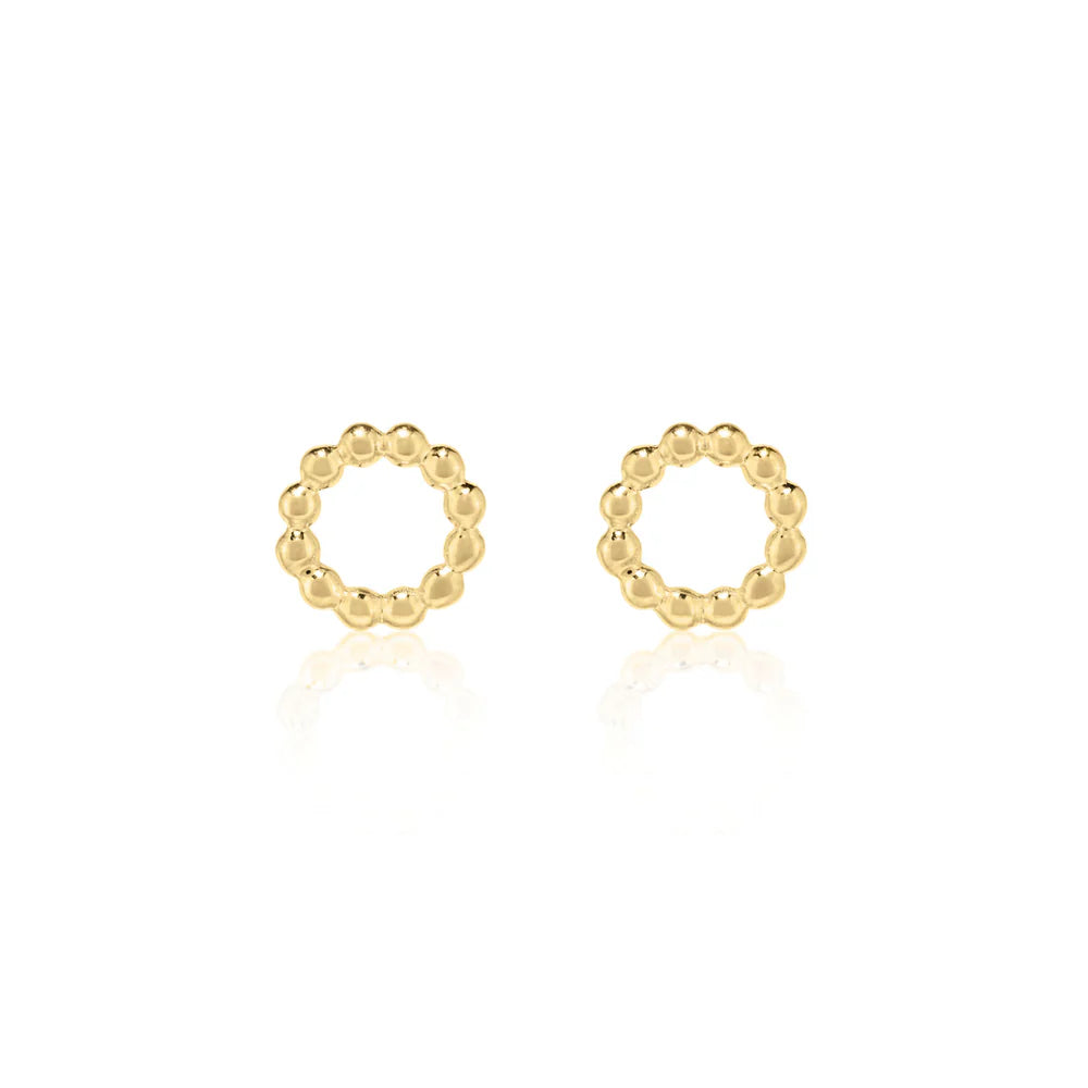 LINDA TAHIJA - BEADED CIRCLE STUD EARRINGS - 18K GOLD VERMEIL