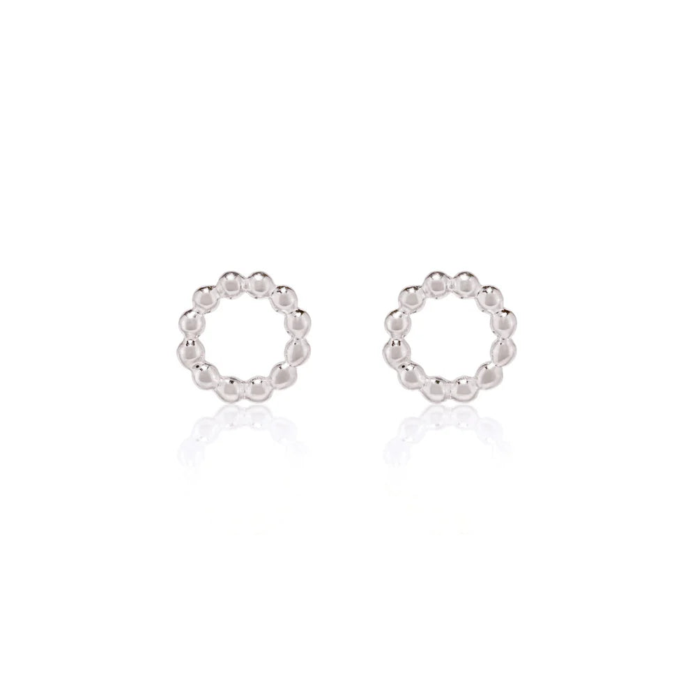 LINDA TAHIJA - BEADED CIRCLE STUD EARRINGS - STERLING SILVER