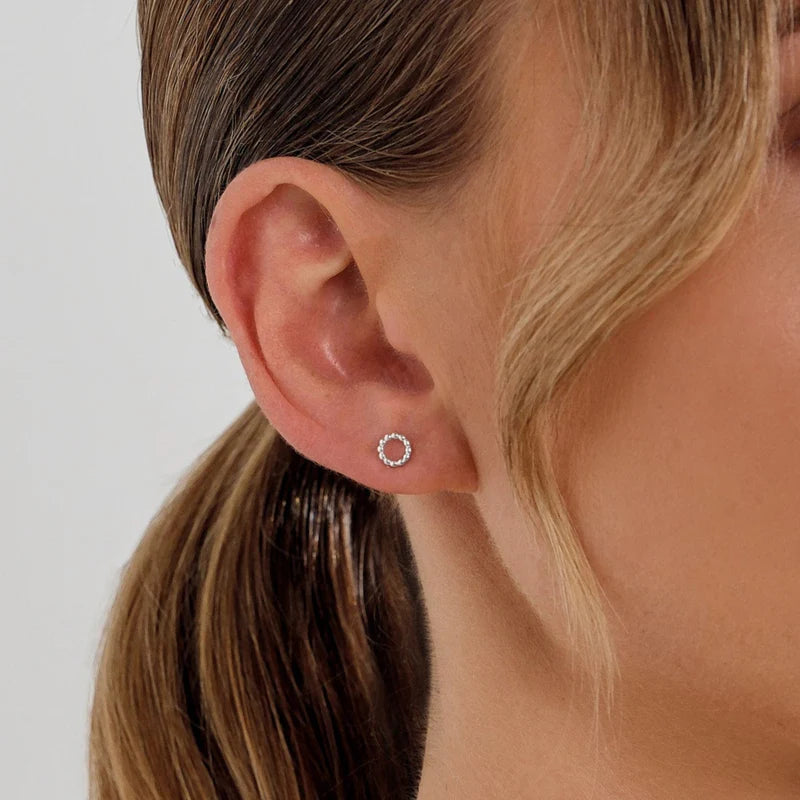 LINDA TAHIJA - BEADED CIRCLE STUD EARRINGS - STERLING SILVER