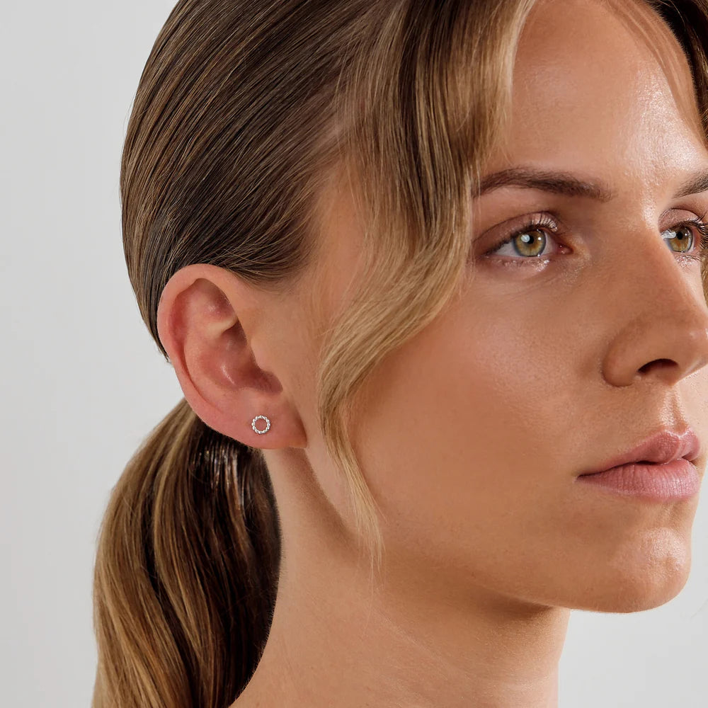 LINDA TAHIJA - BEADED CIRCLE STUD EARRINGS - STERLING SILVER