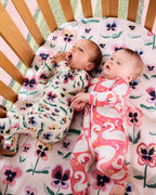 KIP & CO - ORGANIC COTTON LONG SLEEVE ZIP ROMPER - PRETTY PANSY