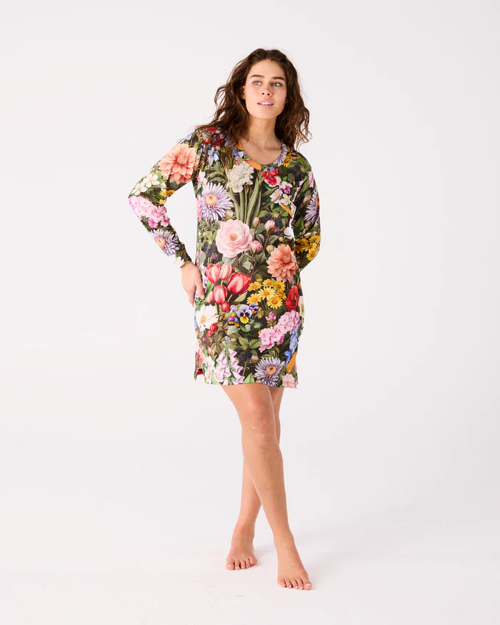 KIP & CO - COTTAGE GARDEN EDEN ADULT ORGANIC COTTON LONG NIGHTIE