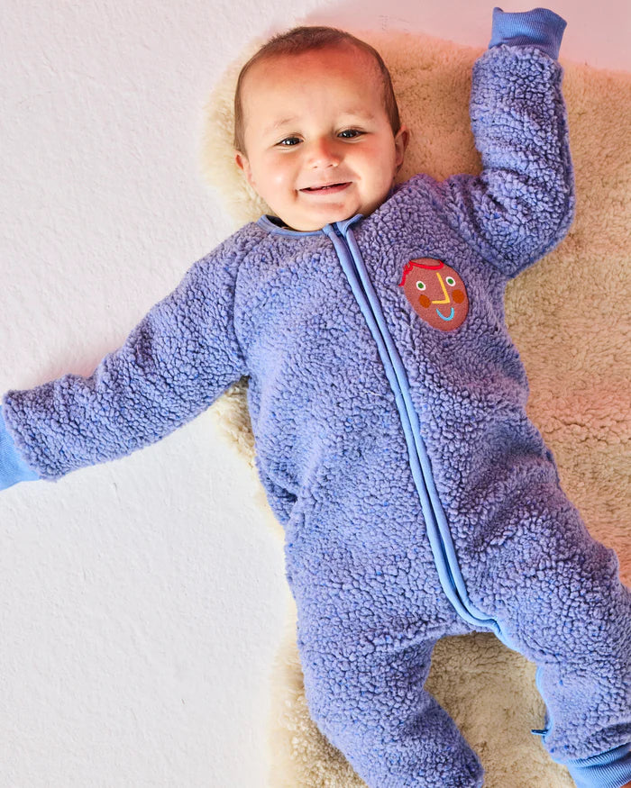 KIP & CO - SHERPA LONG SLEEVE ZIP ROMPER - BLUE SPRINKLE