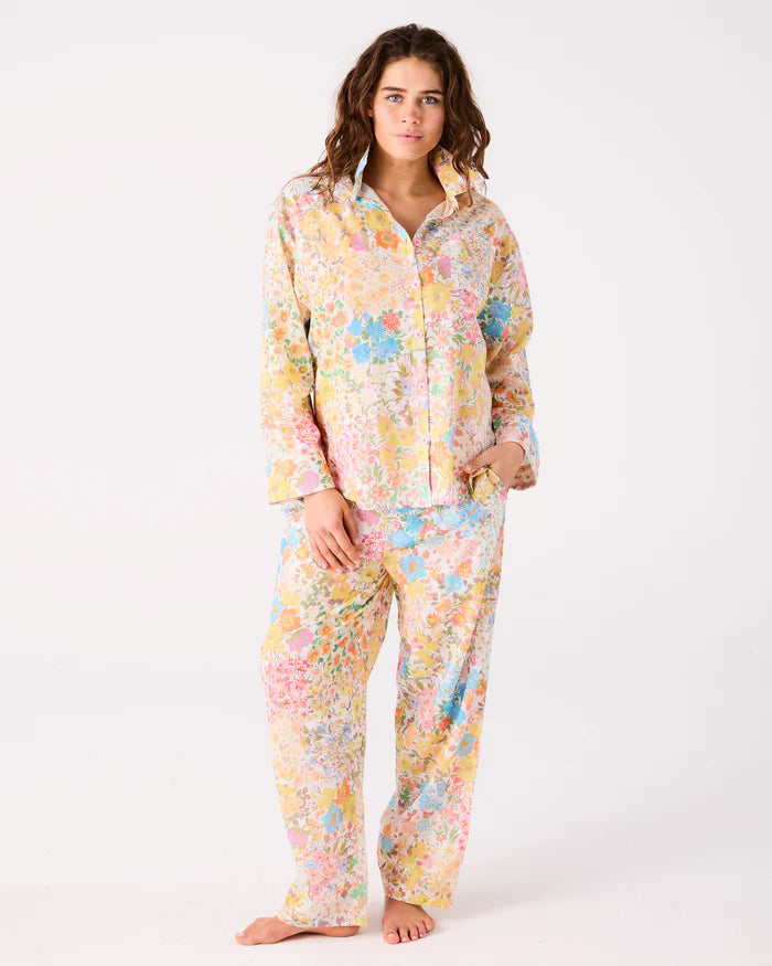 KIP & CO - FOREVER FLORAL BUTTER ADULT ORGANIC COTTON LONG SLEEVE SHIRT & PANT PYJAMA SET